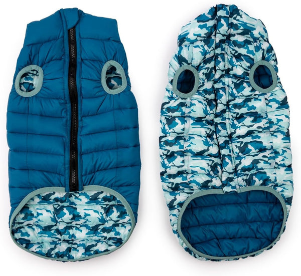 Winchester Pet Premium Reversible Dog Puffer Vest, Green, Medium