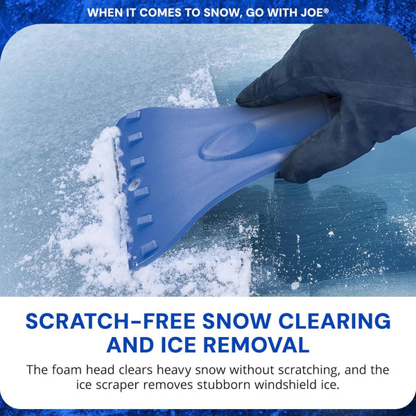 Snow Joe 18" Telescoping Snow Broom & Ice Scraper for Car Windows, No-Scratch Foam Brush - Long and Extendable Ice Removal Tool for Window and Windshield - Automotive Cleaning Accessories, SJBLZD